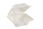 Almeja hamburguesera 6x6 c/500 pz Contenedor de Fibra de Caña